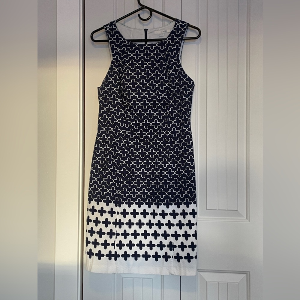 Boden | 'Pixie' Shift Style Navy & White Clover Printed Dress 8R